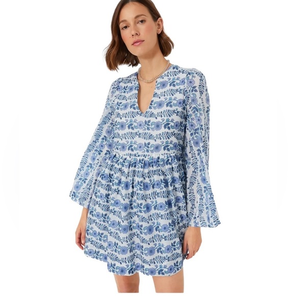 NWT Alix of Bohemia Silvie Iris Ivy Cotton Mini Dress Blue Size XS - Picture 1 of 15